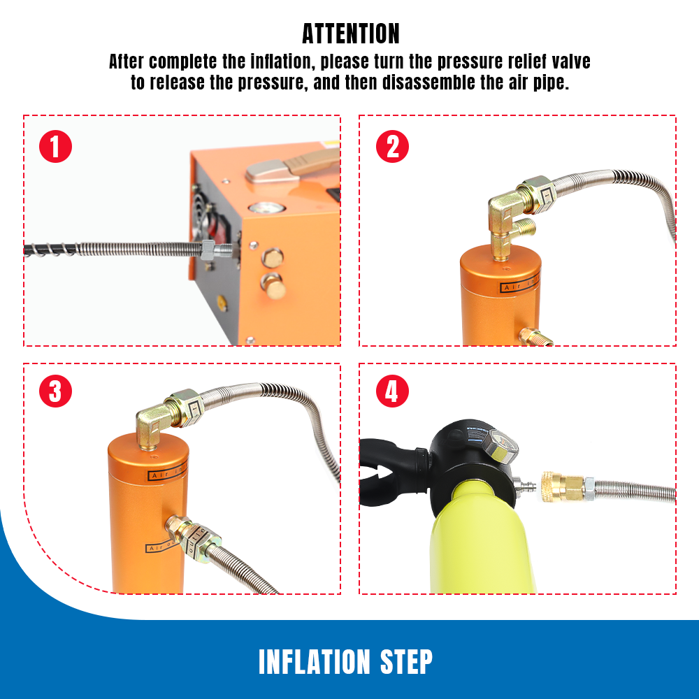 PCP Compressor Air Pump Filter Oil-Water Separator 4500psi 30Mpa Aluminum Alloy