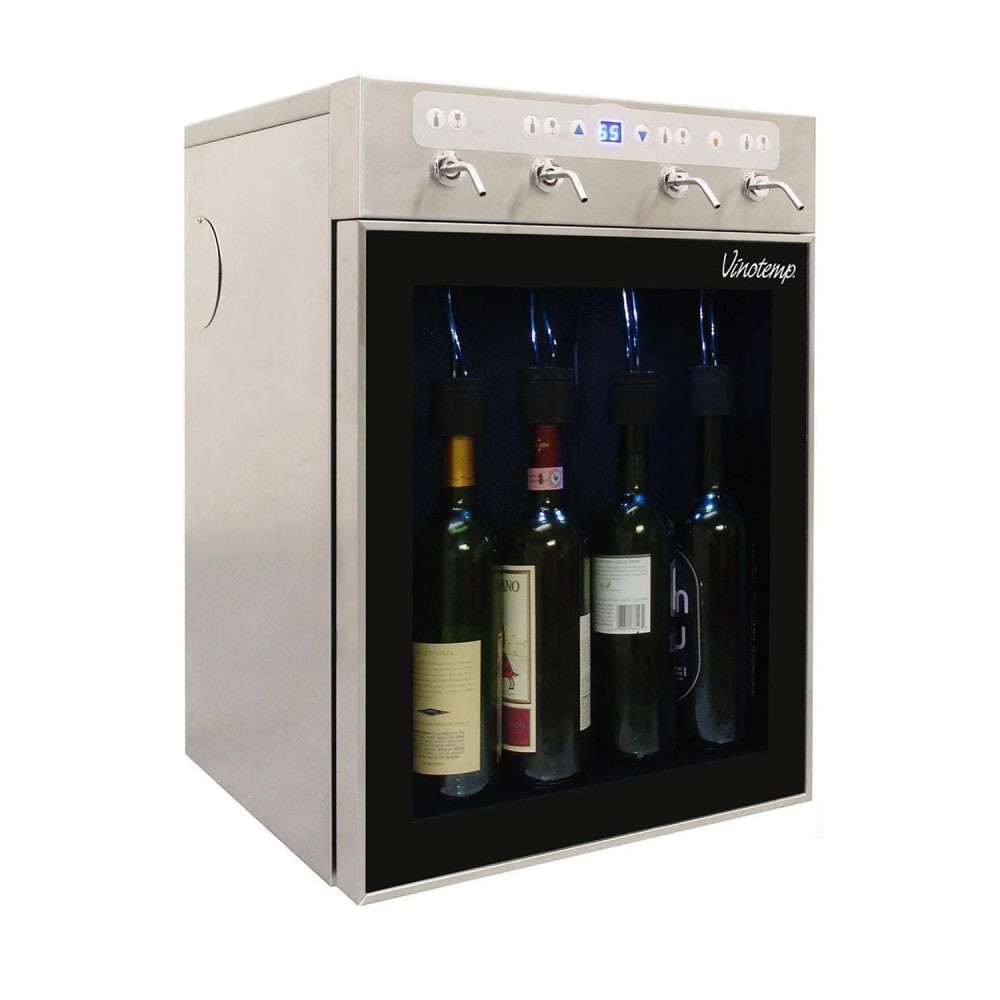 Vinotemp Four-Bottle Wine Dispenser Stainless Steel VT-Winedisp4 SS