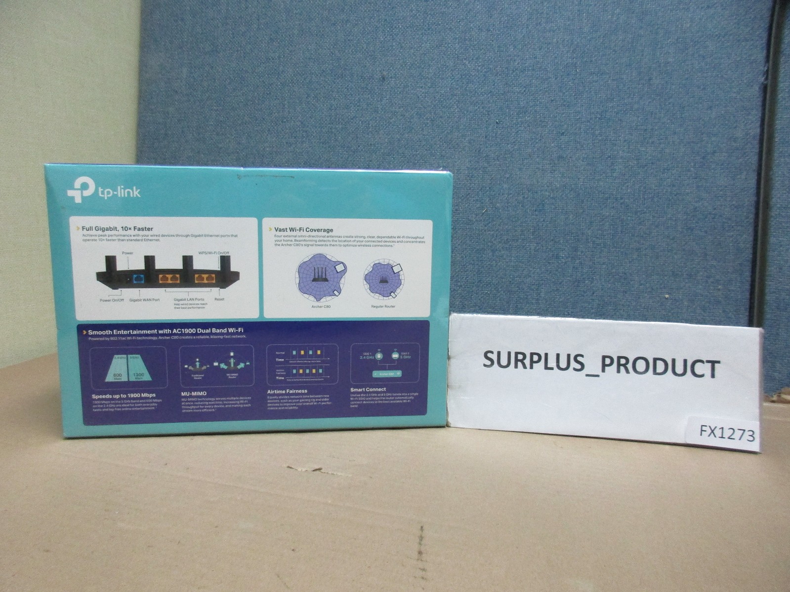 TP-LINK ARCHER C80 AC1900 MU-MIMO WI-FI WIRELESS ROUTER,BLACK,0150603061-NEW BOX