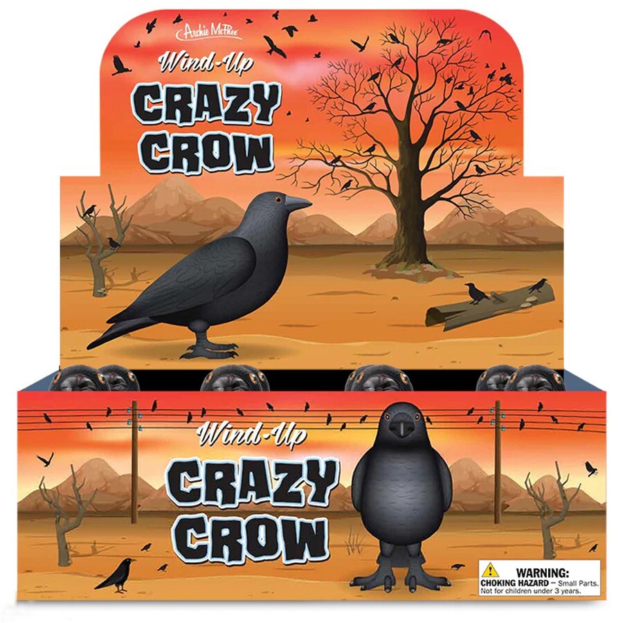HUGE WIND-UP CRAZY CROW - 5" Tall - Novelty Fun Gag Gift