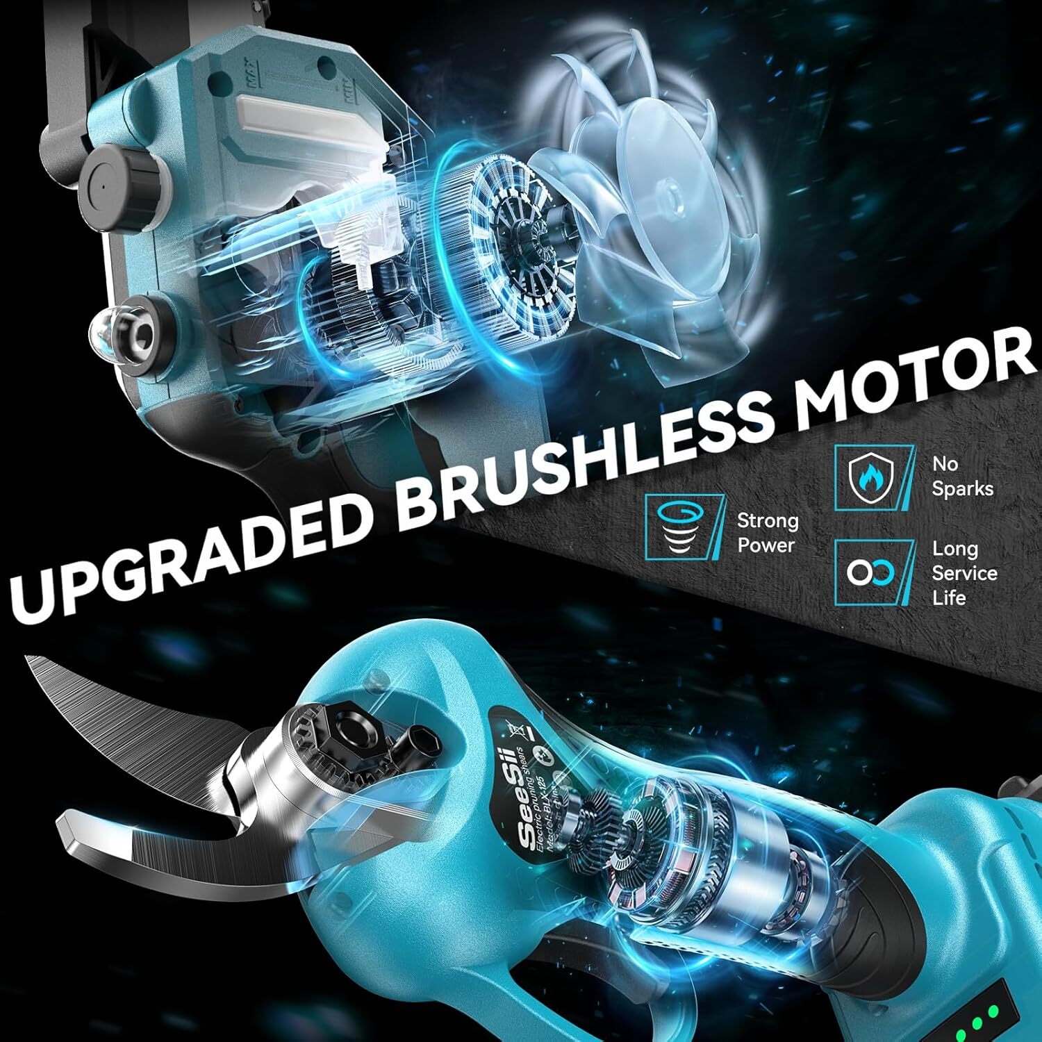 4-in-1 Cordless Pole Saw Chain Saw Pruning Shears Combo Kit 16ft Reach 2*4000mAh