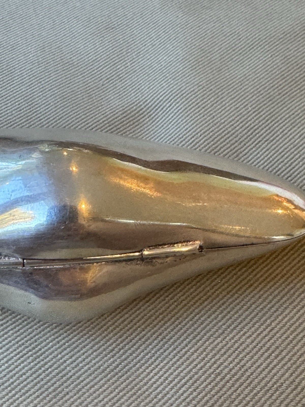 Antique Hallmarked Thailand? 90 Sterling Silver 4.25” Hinged Clam Shell Box