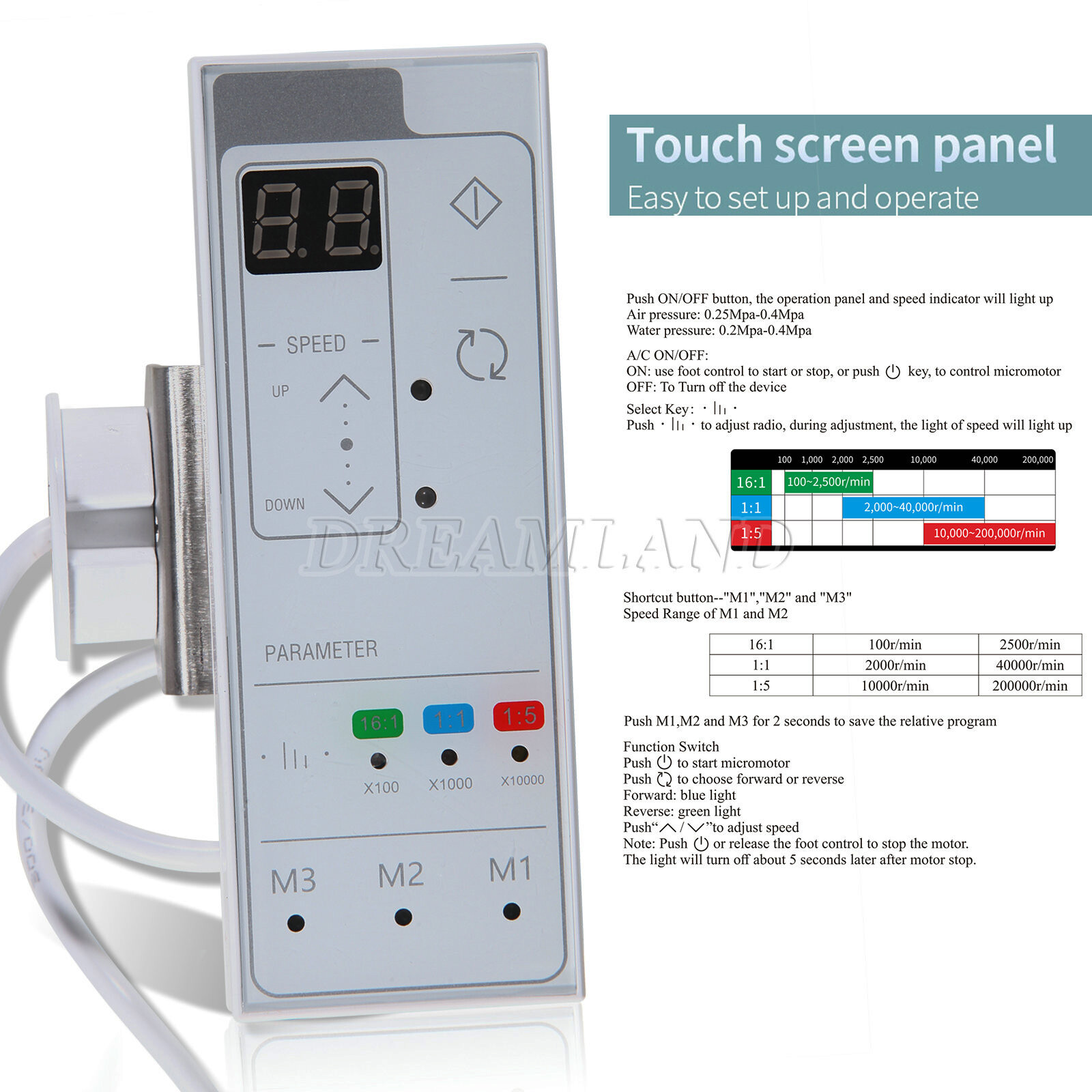 Dental LED Built-in Brushless Electric Micro Motor Touch Button