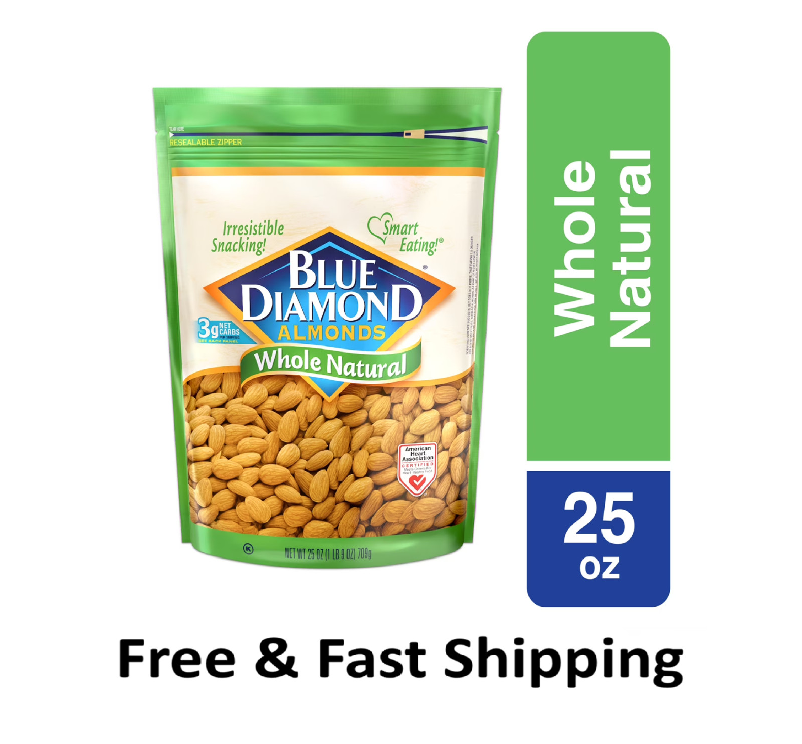 Blue Diamond Whole, Raw, Natural Almonds, 25 Oz