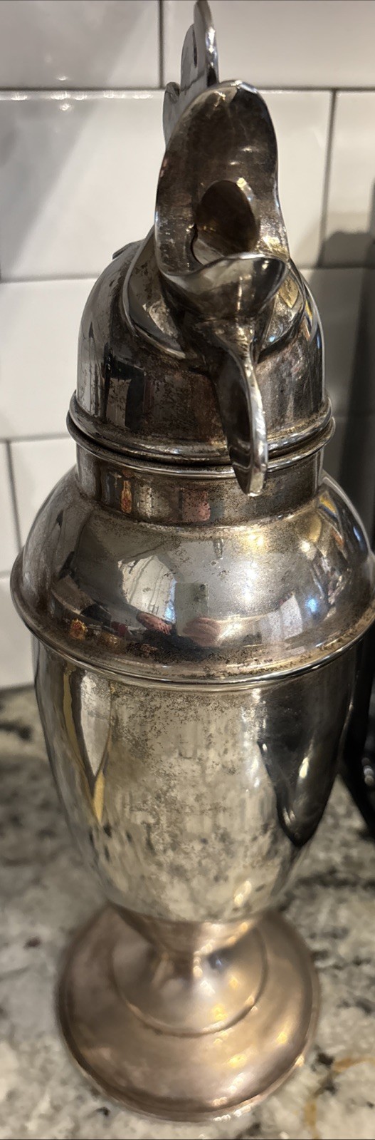 Vintage Rooster Head Cocktail Shaker Silver Plated