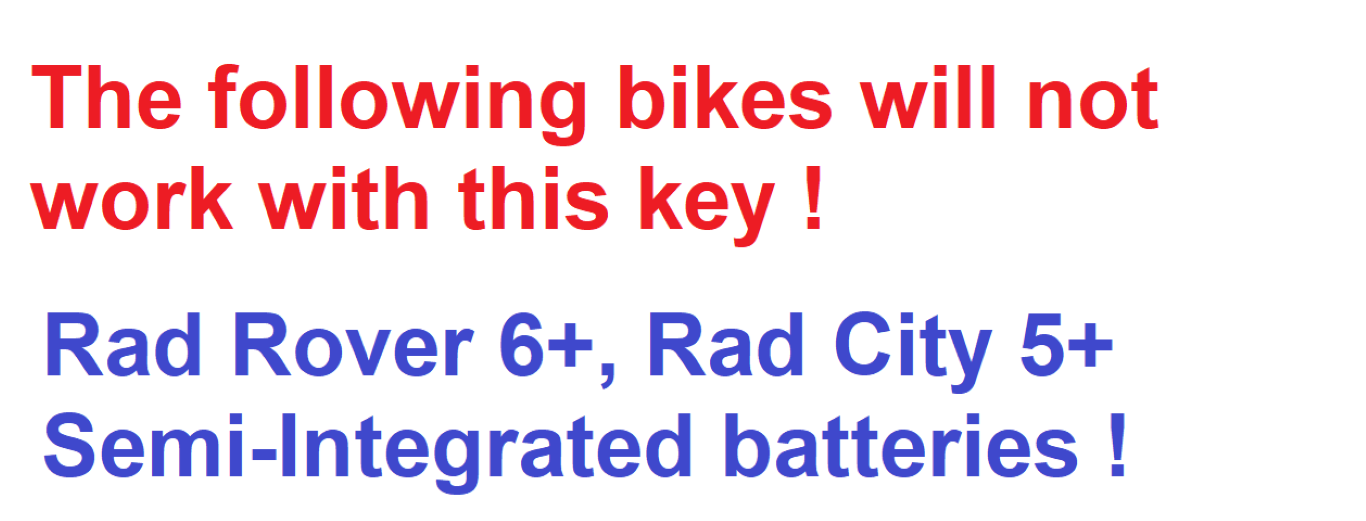 🔑 RAD Power Bikes Universal Battery Key RadRover RadMini Runner City Expand5 🔑