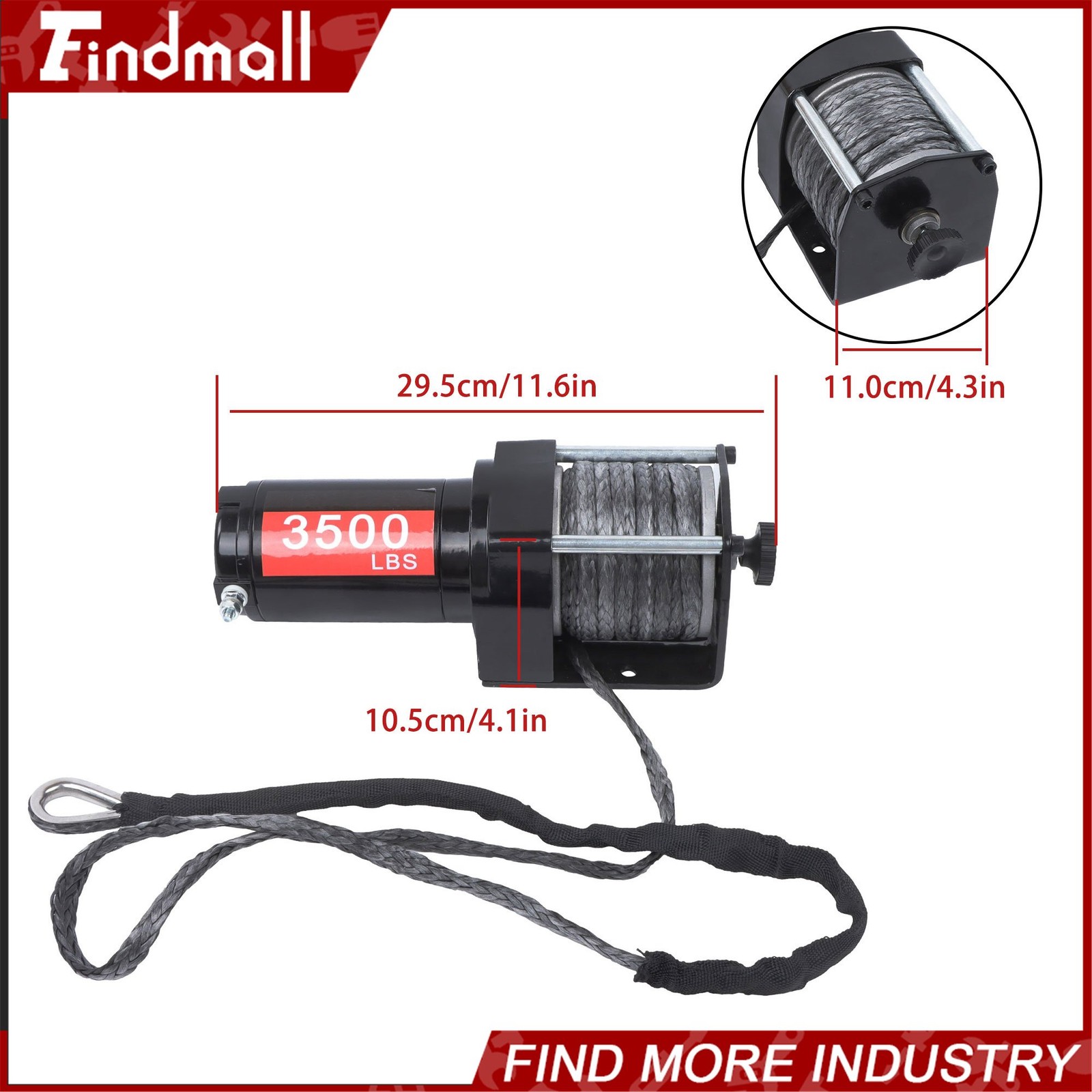 Findmall 3500lbs 12V Synthetic Rope Electric Winch w/ Wireless + Wired Remote