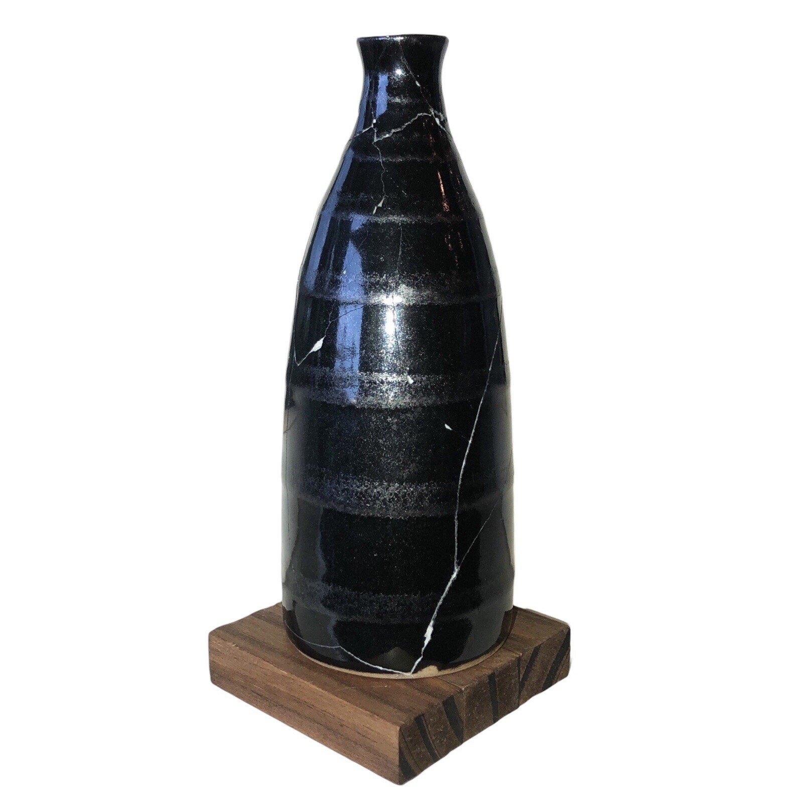 Kintsugi Vase Striped Black Pottery Gold Crack Art Personal Growth Gift