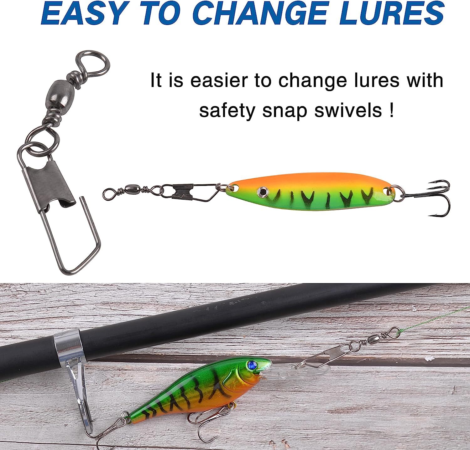 50/100PCS Fishing Barrel Swivel with Interlock Snap Fishing Swivel Size 14#-3/0