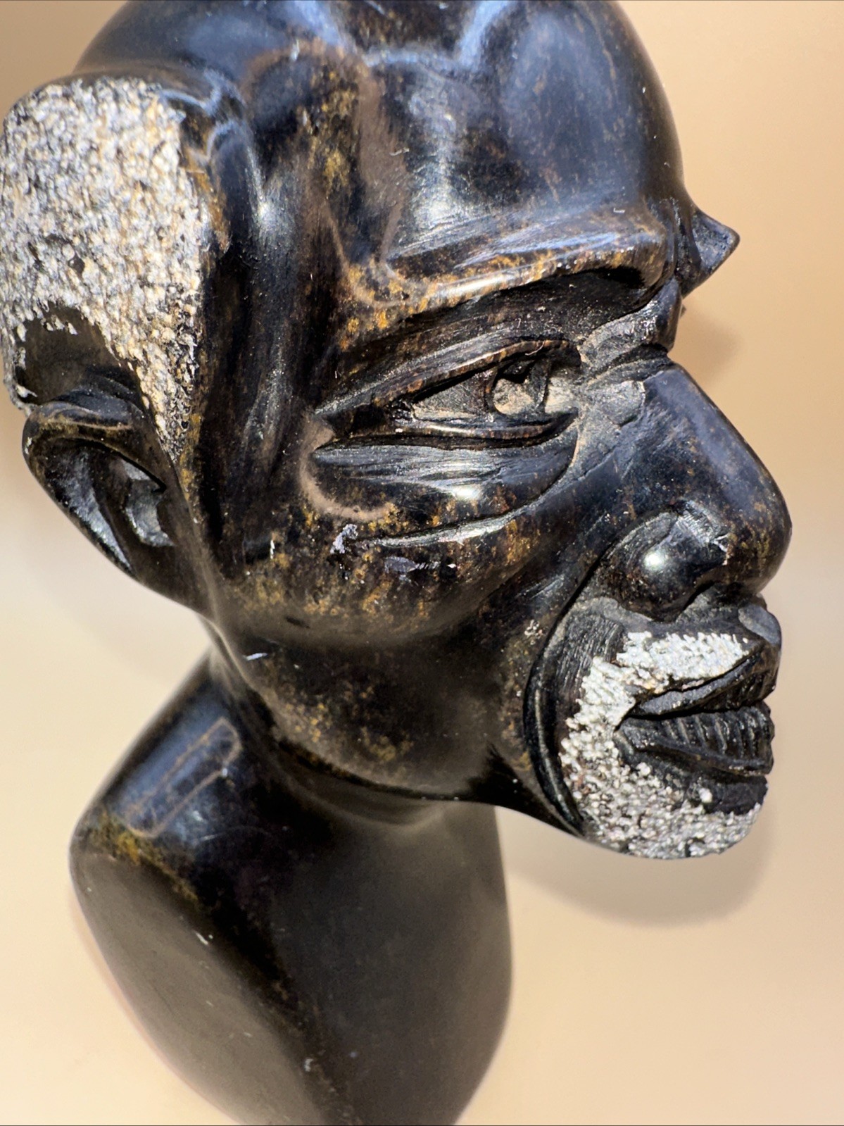 HAND-CARVED SOLID STONE AFRICAN SHONA HEAD BUST COUPLE FINELY DETAILED!