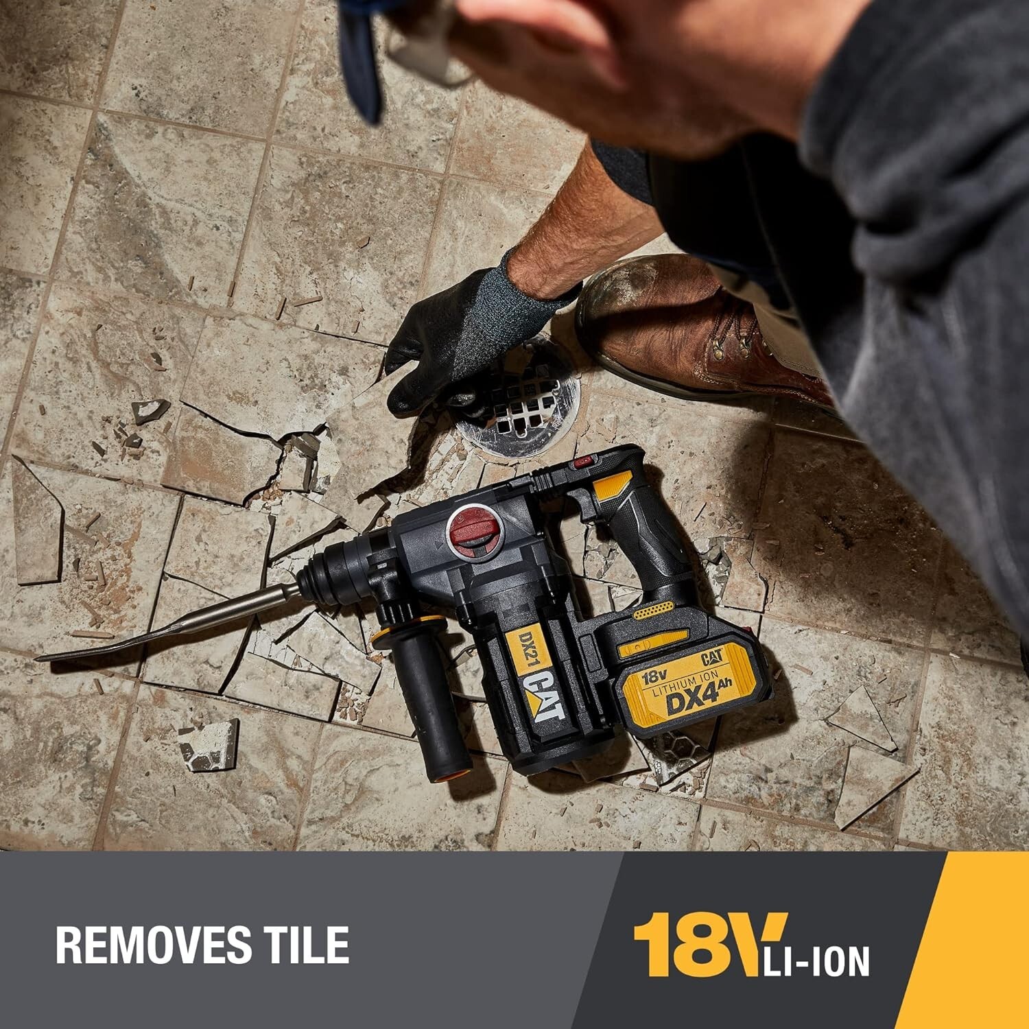 Cat® 18V 1 FOR ALL 1” Cordless Rotary Hammer Drill, Brushless Motor-DX21