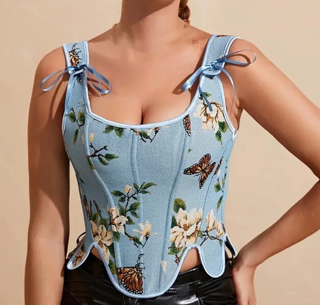 Victorian Lace-up Irregular Hem Corset Top Renaissance Vest Bodice Bustier Tops