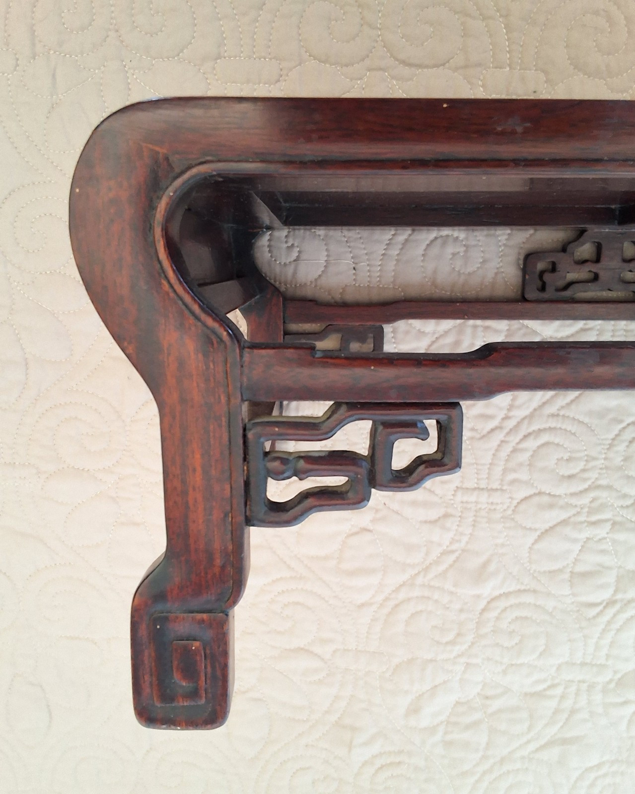 Pair MCM Oriental Asian Mahogany Brown Rectangular Shrine Table Set Bonsai Vtg