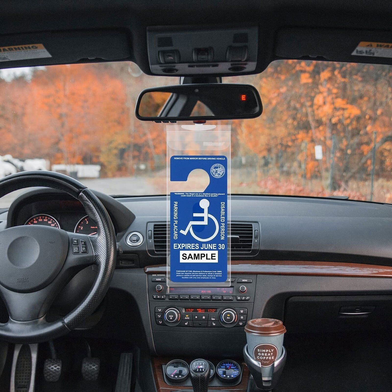 Handicap Placard Holder Disabled Parking Permit Protector Mirror Tag Sleeve Hang