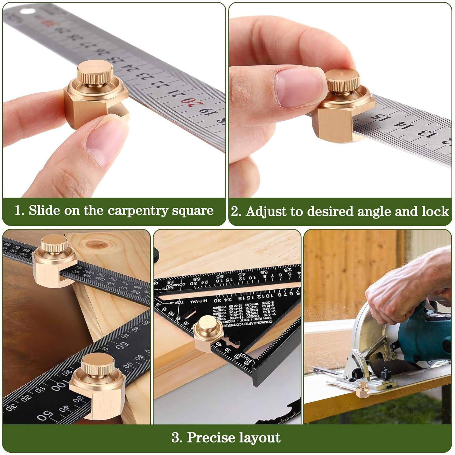 4 Pack Stair Gauge Set for Framing, Layout Tool for Carpentry (Gold)