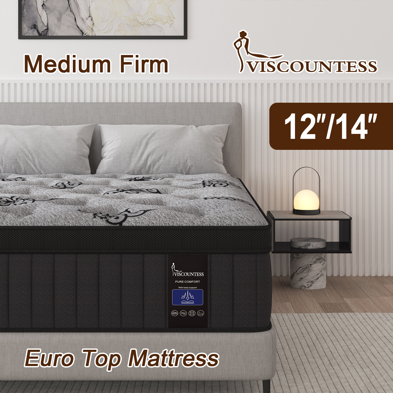 12"14" Twin Full Queen King Size Mattress in a Box Hybrid Spring Gel Memory Foam