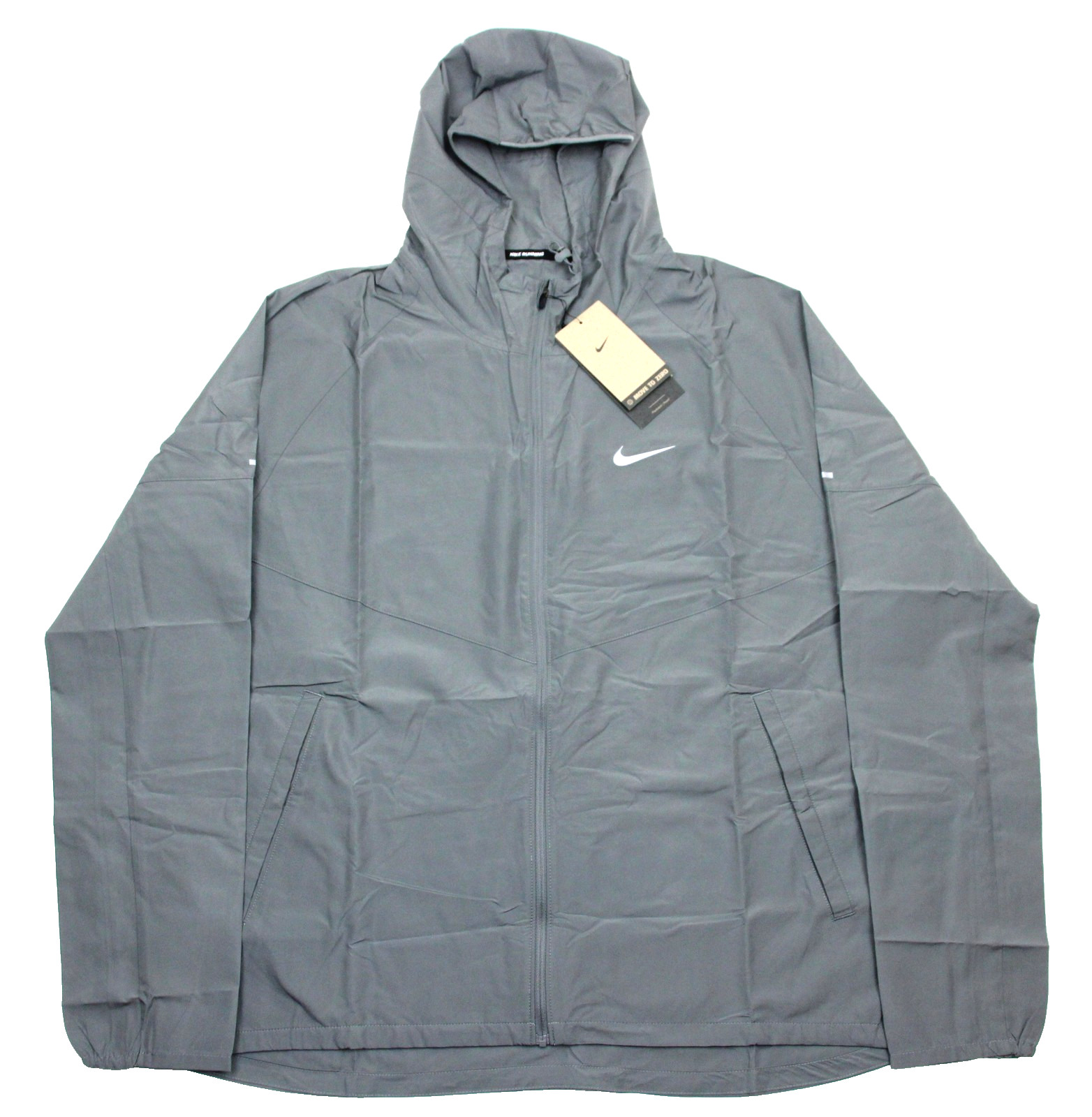 Nike Running Jacket Mens Large Gray Hooded Full Zip Windbreaker DD4746-084