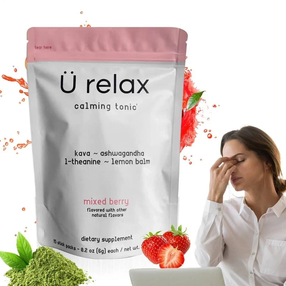 U Relax Calming Tonic 15 Packets MIXED BERRY Flavor Relax Calming Drink