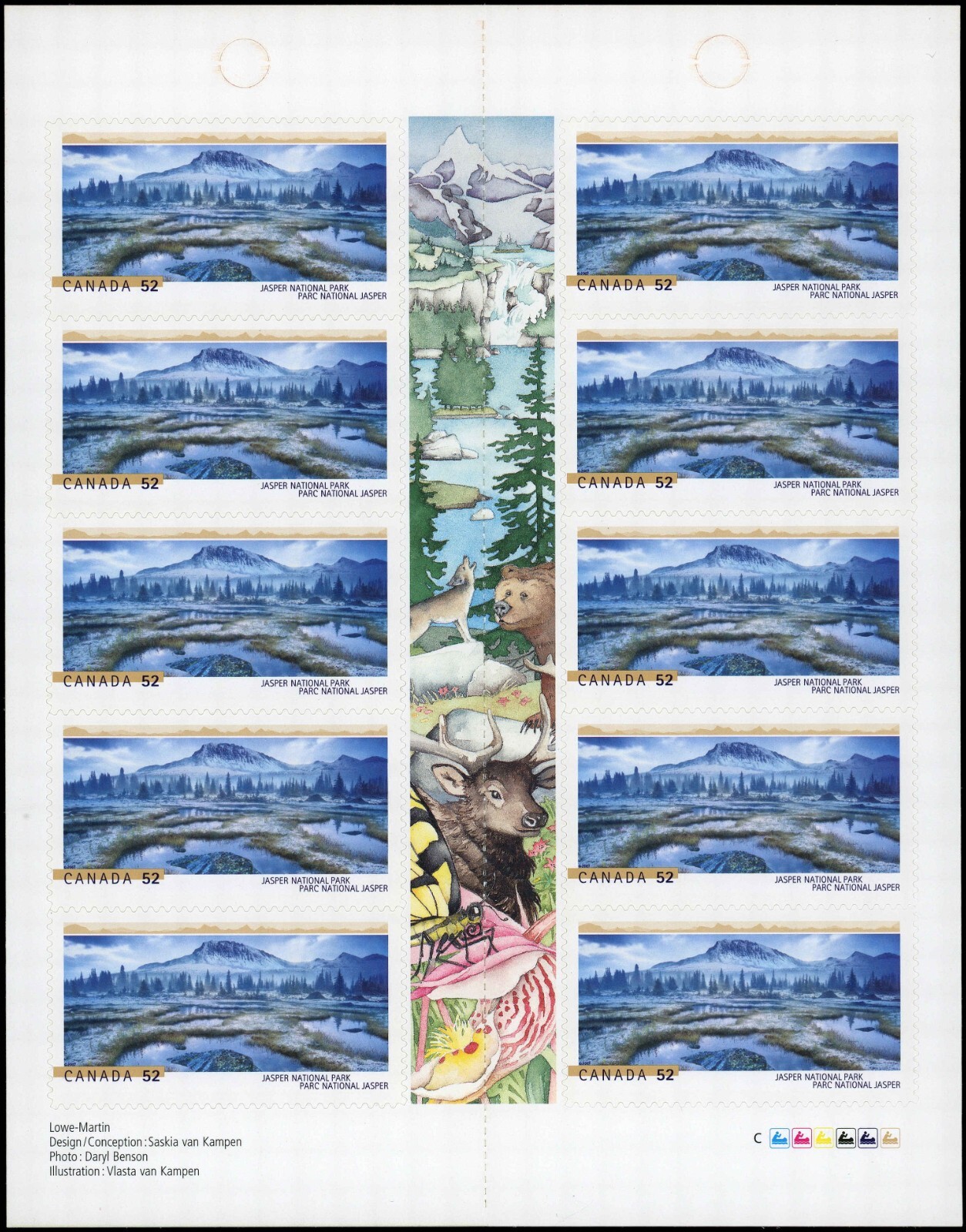 Canada Stamps, Booklet Pane of 10, Jasper National Park, #2224 BK356 MNH