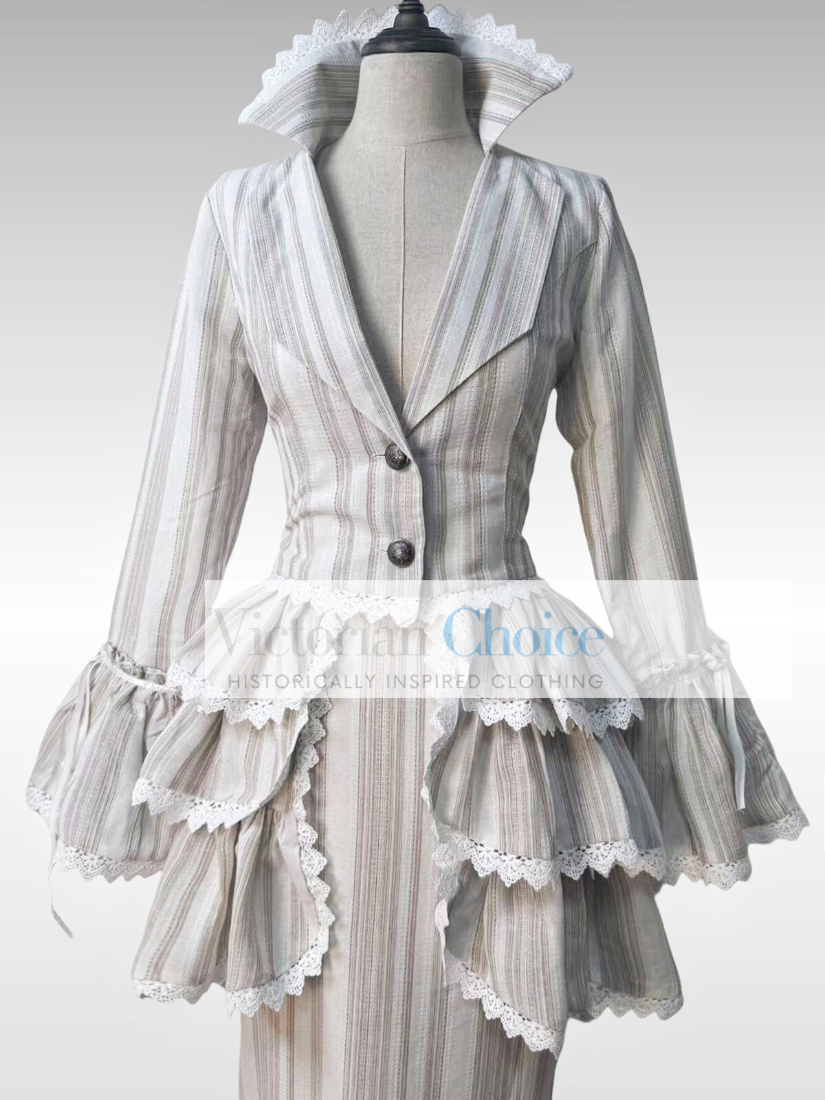 Edwardian Downton Abbey 1900s Vintage Form Fitting Peplum Dress Theater Gown 328