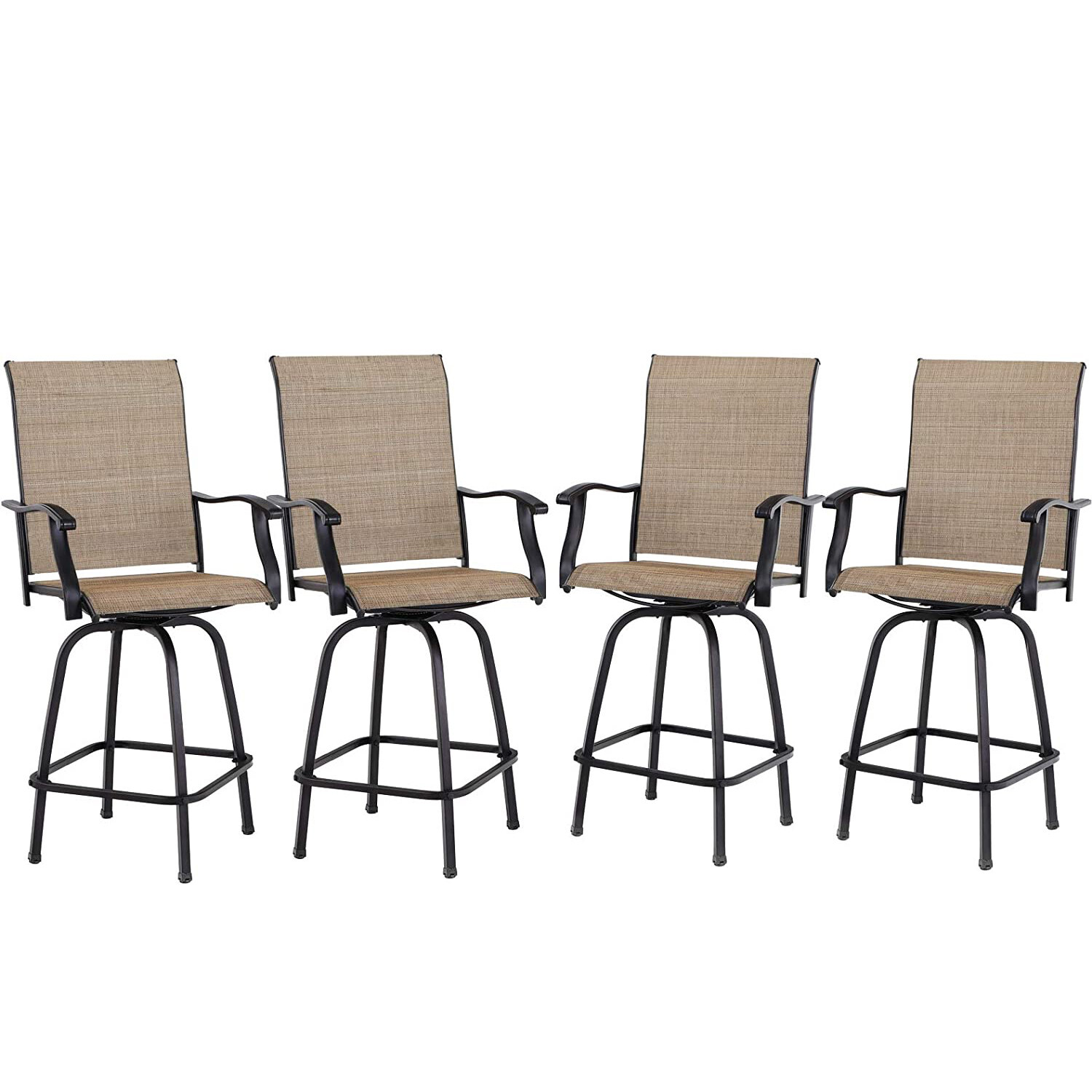Patio Bar Stools Set of 4 Swivel Barstools Bar Height Chair Outdoor Dining Chair