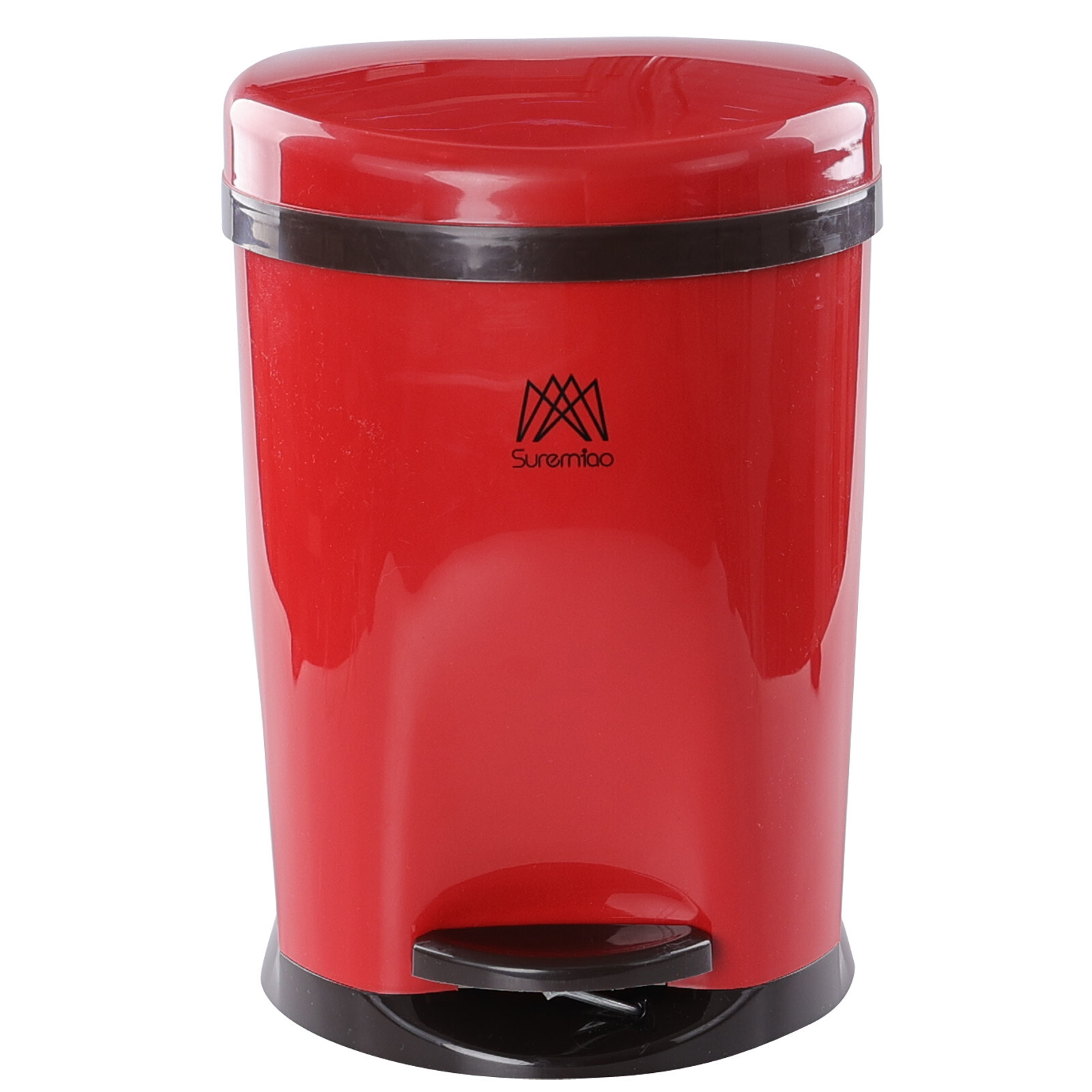 10 L Round Pedal Garbage Can, 3 Gallon Plastic Foot Operated Trash Bin, Red
