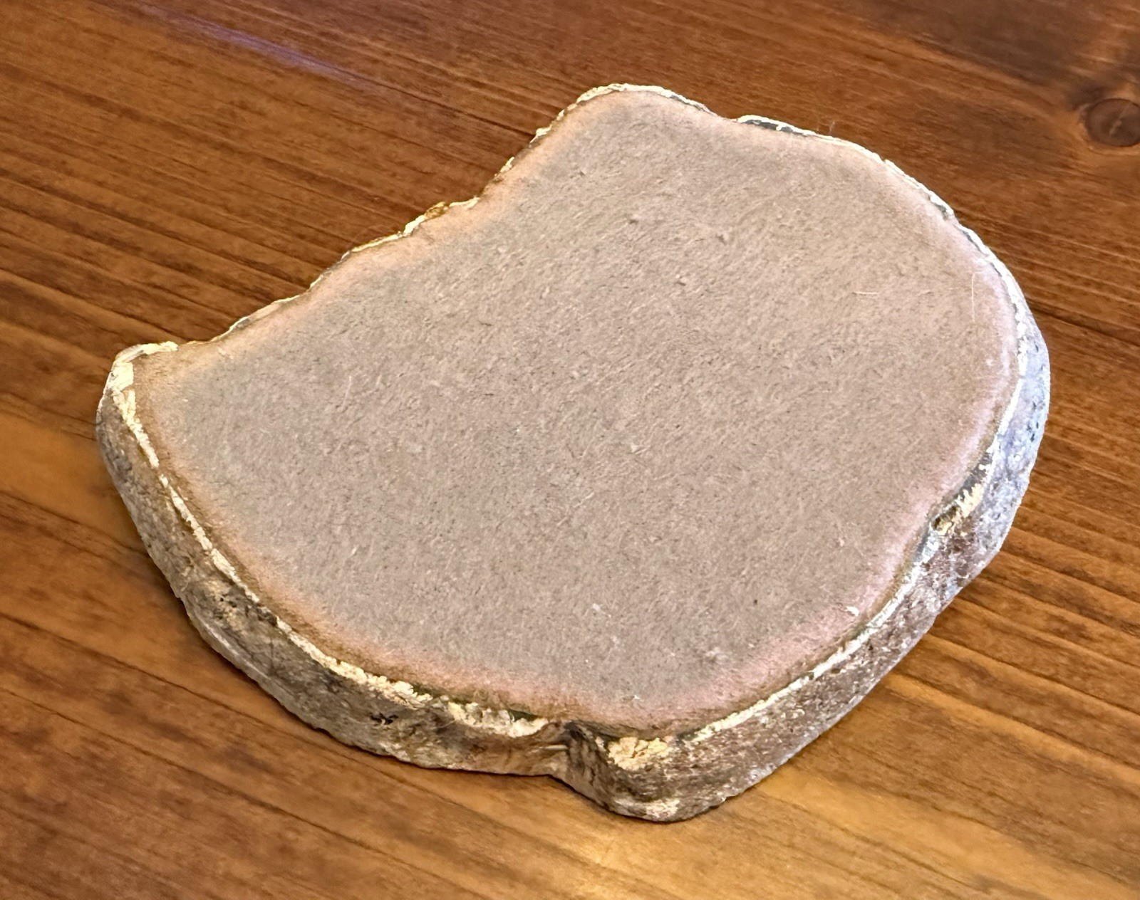 Vtg Polished Agate Slice W/Layers Desk Pen Holder W/Felt Bottom Rock Rimmed GC