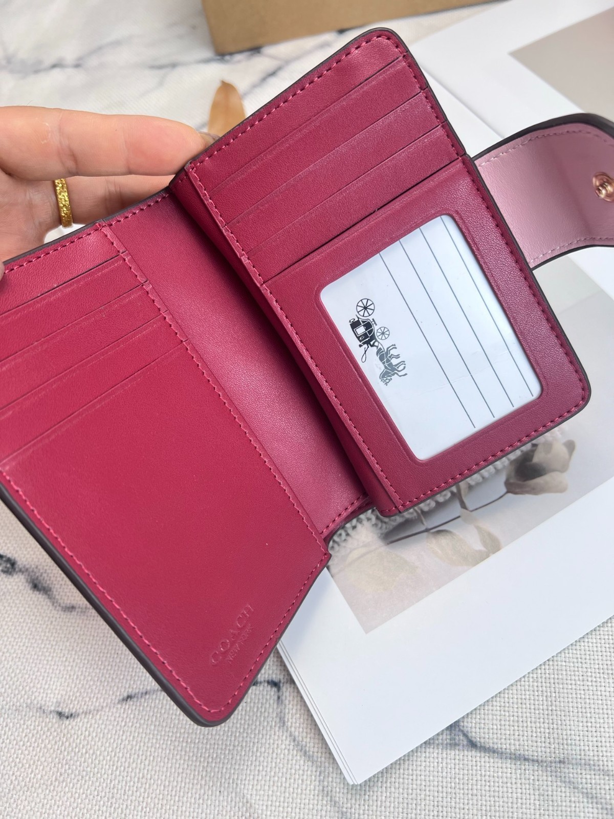 New Coach Medium Corner Zip Wallet In Signature Canvas Pink CW786 With Box