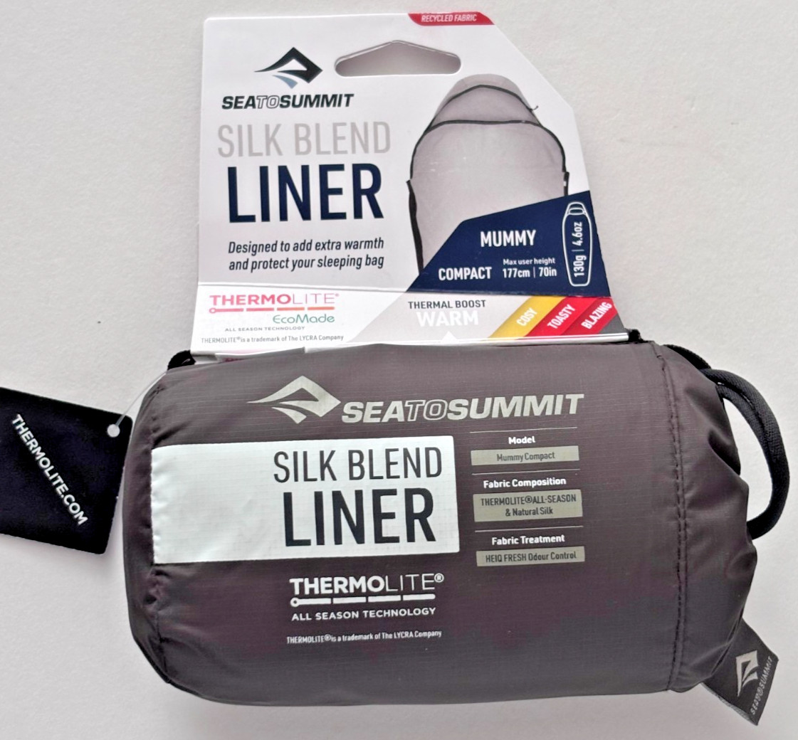 Sea To Summit Silk Blend Gray Mummy Sleeping Bag Liner Small/Compact/Short NEW!