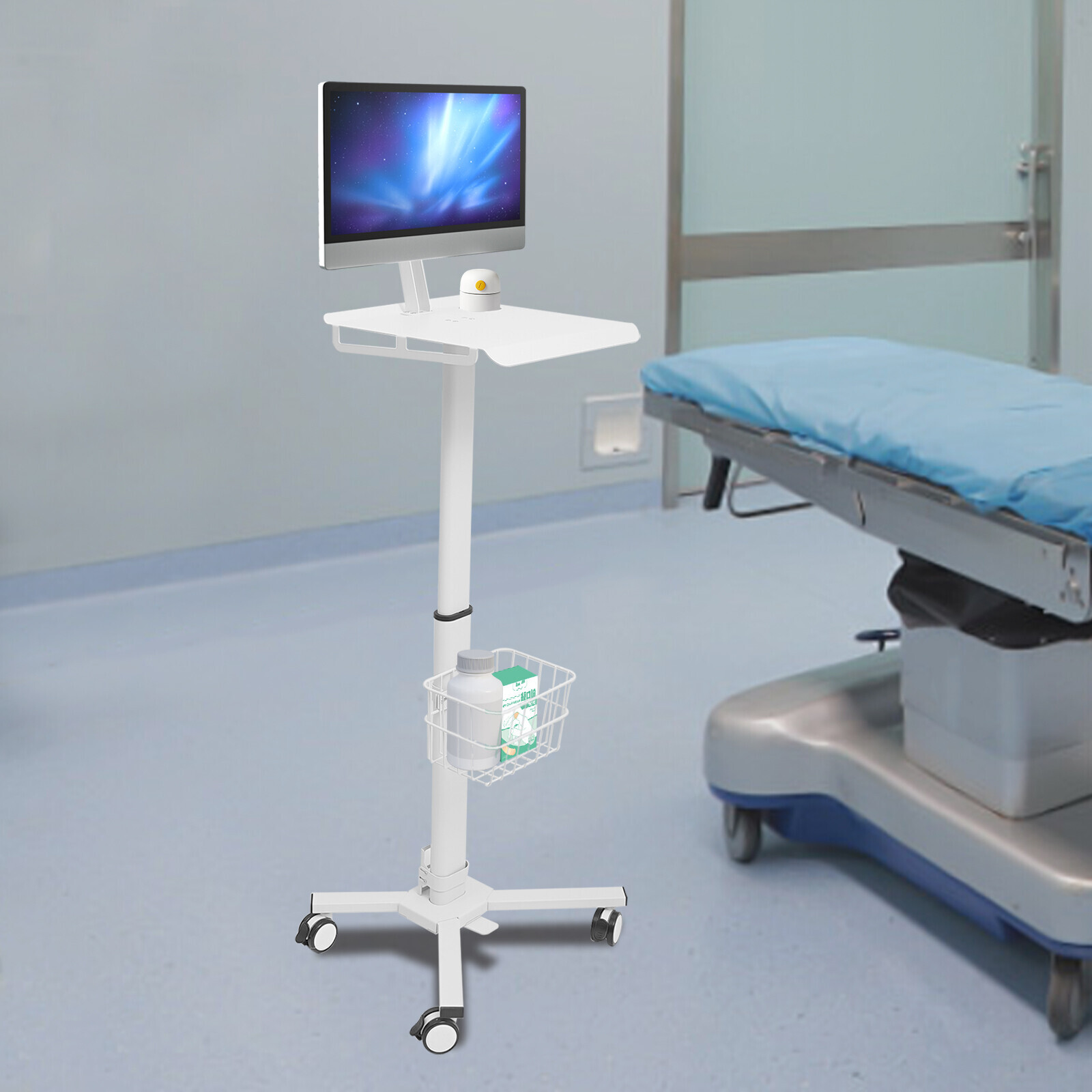 Adjustable Rolling Medical Cart with iPad Holder for Healthcare & Spa