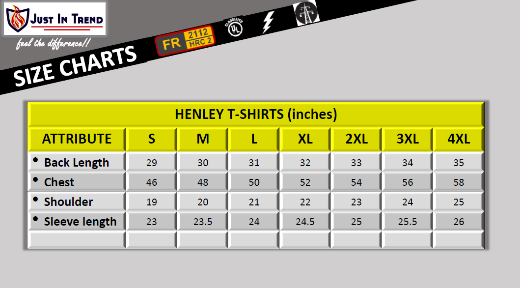 Flame Resistant FR Henley Style T-Shirts