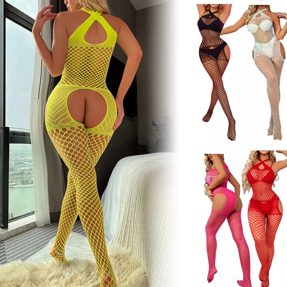 Women Sexy Bodysuit Lingerie Fishnet Body Stocking Babydoll Nightwear Sleepwear