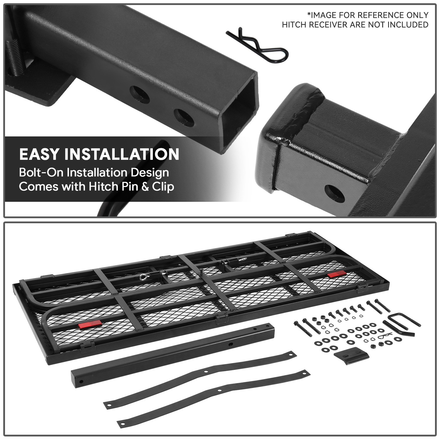 Collapsible Mild Steel 2" Receiver Tow Hitch Cargo Rack Carrier Basket+Pin& Clip