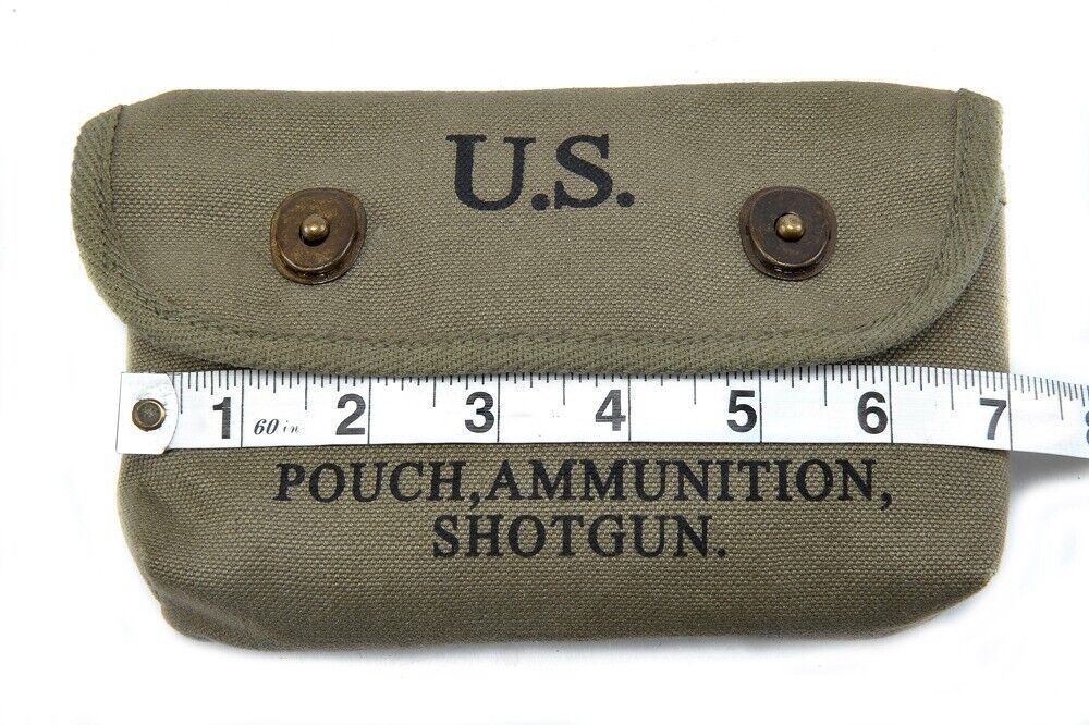 US WW2 Canvas Shotgun Shell Ammunition Pouch Marked JT&L 1944 Dark OD