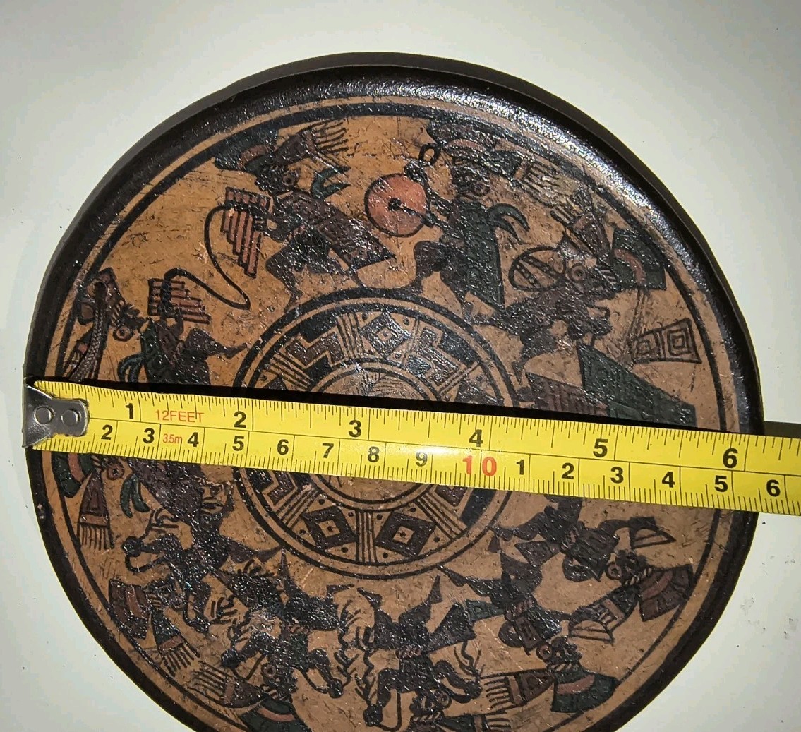 Chinchero Cusco Peru 6" Hand Painted Wall Hanging Plate With Llama & Dancing Men