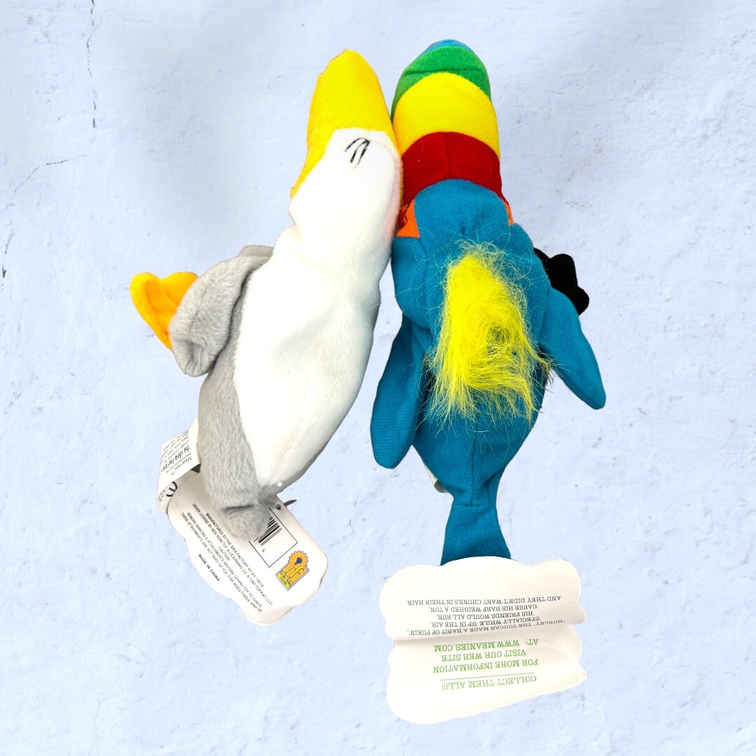 Meanies PETER GOTTA PEEGUL & HURLEY THE TOUCAN Plush Series 1 NWT