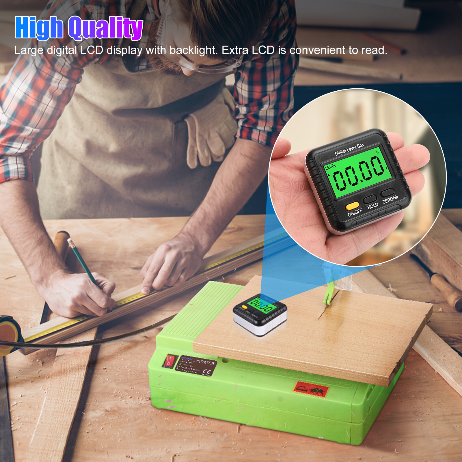 4*90° LCD Digital Magnetic Angle Finder Level Box Protractor Inclinometer Gauge