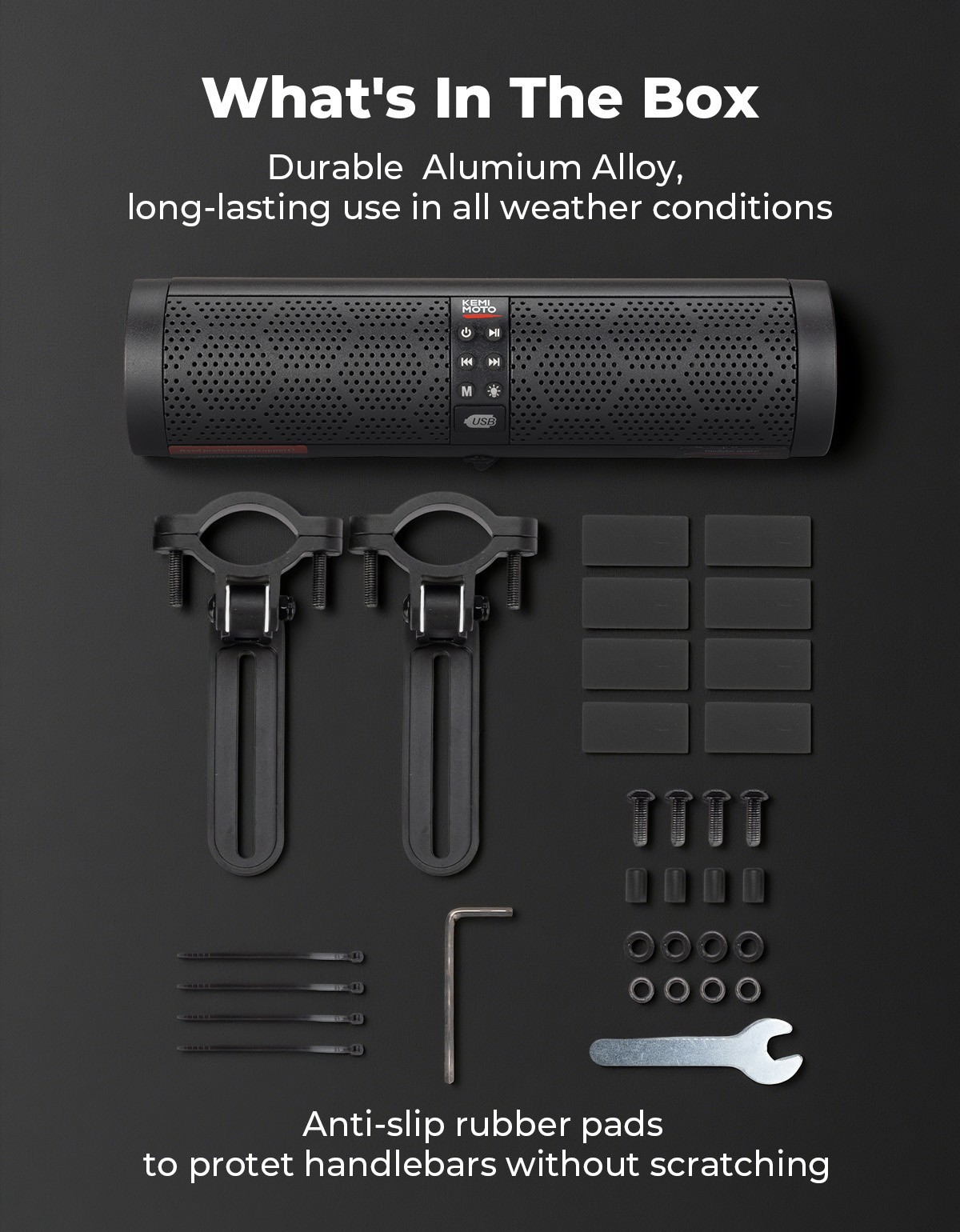 Bluetooth 4-Speaker Motorcycle Sound Bar Stereo Audio System w/ LED RGB Lighting