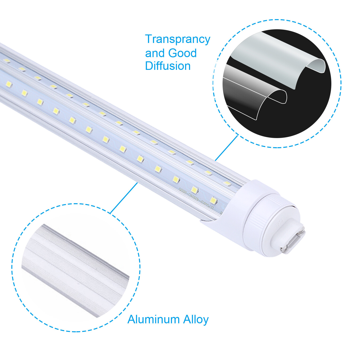 T8 8FT R17D HO Led Tube Light 8' Led Bulbs 65W 45W 8Foot Led Shop Light 6000K