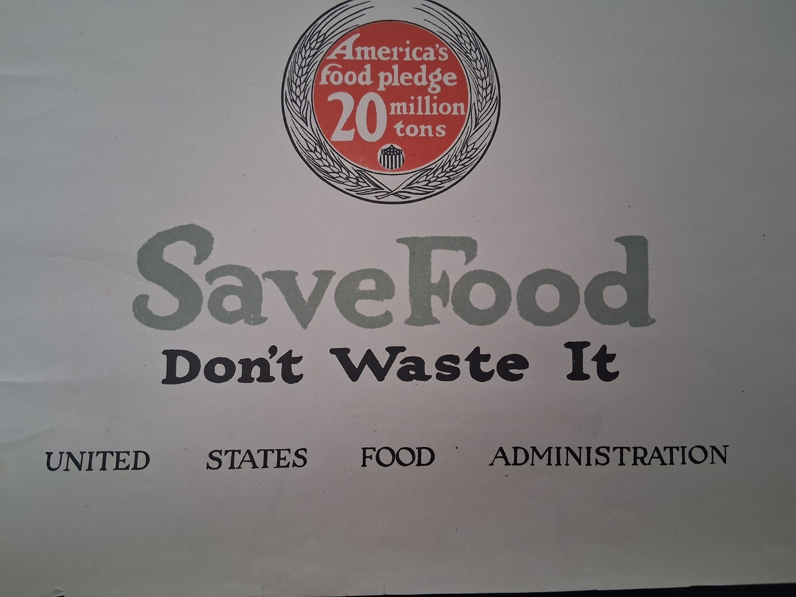 Original WWI U.S. Food Admin Poster Adolph Treidler Woodrow Wilson ~20” X 30”