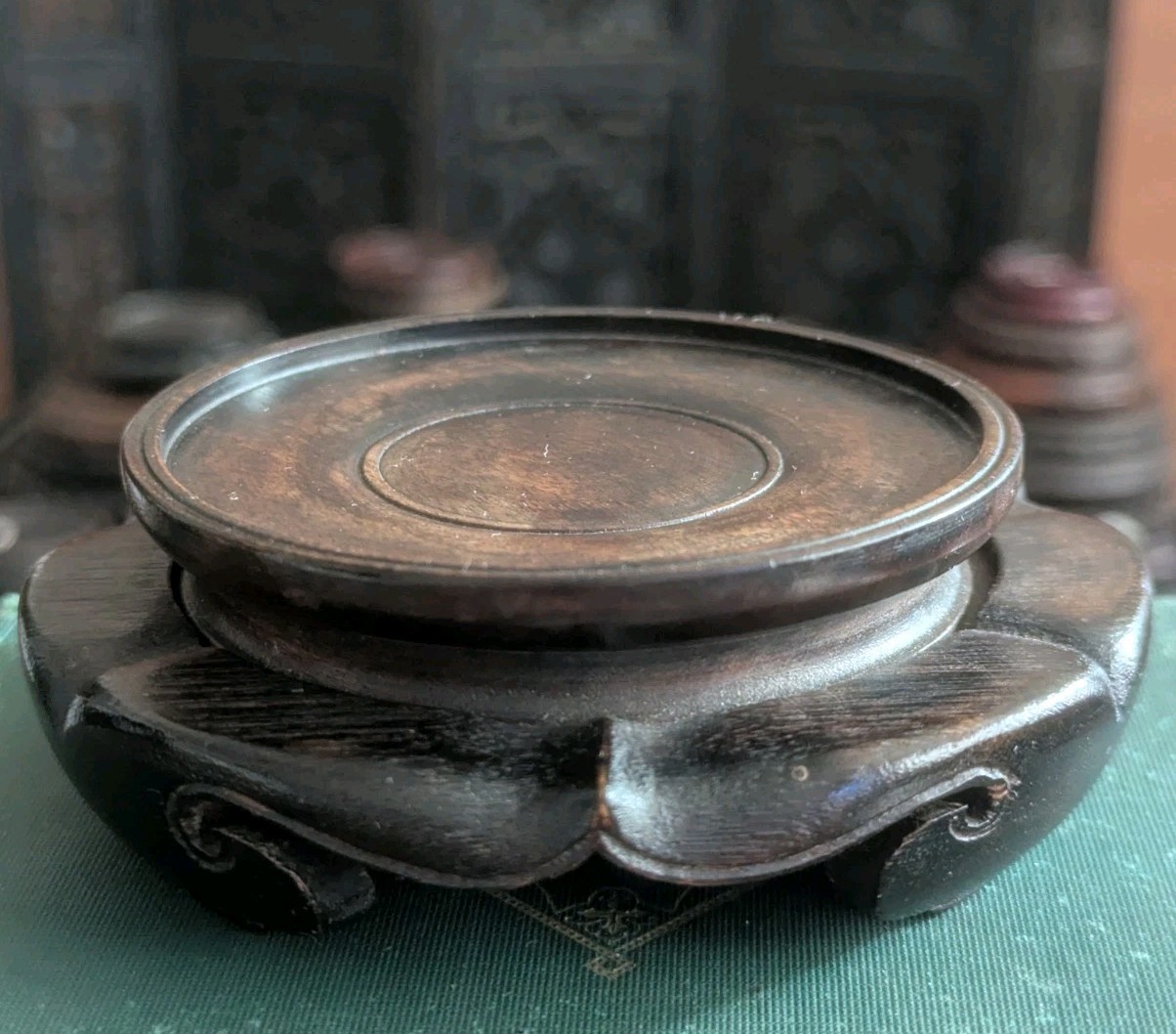 Vintage Japanese Carved Wood Display Stand Kadai for Vase or Bonsai