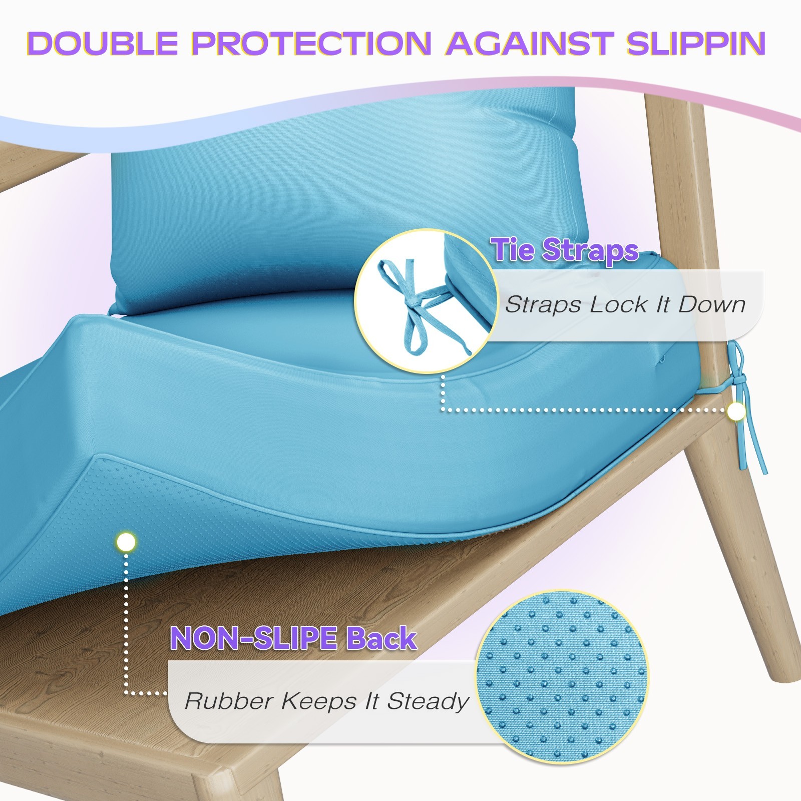 Outdoor Chair Cushions Set of 4, 24 x 24 Inch Patio Furniture Cushions,Lake Blue