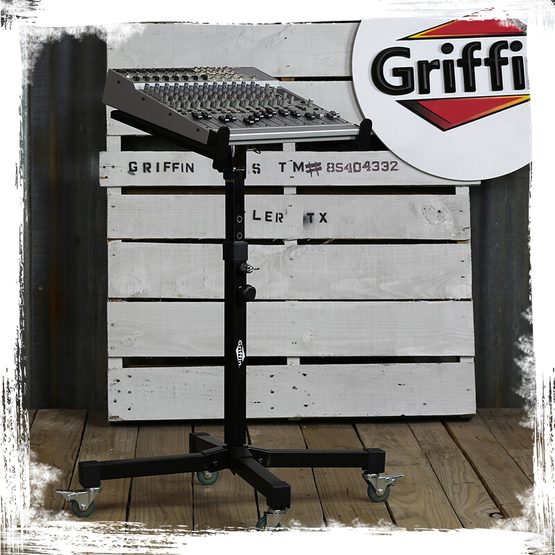 GRIFFIN Studio Music Mixer Stand on Wheels - DJ Recording Gear Cart Table Mount