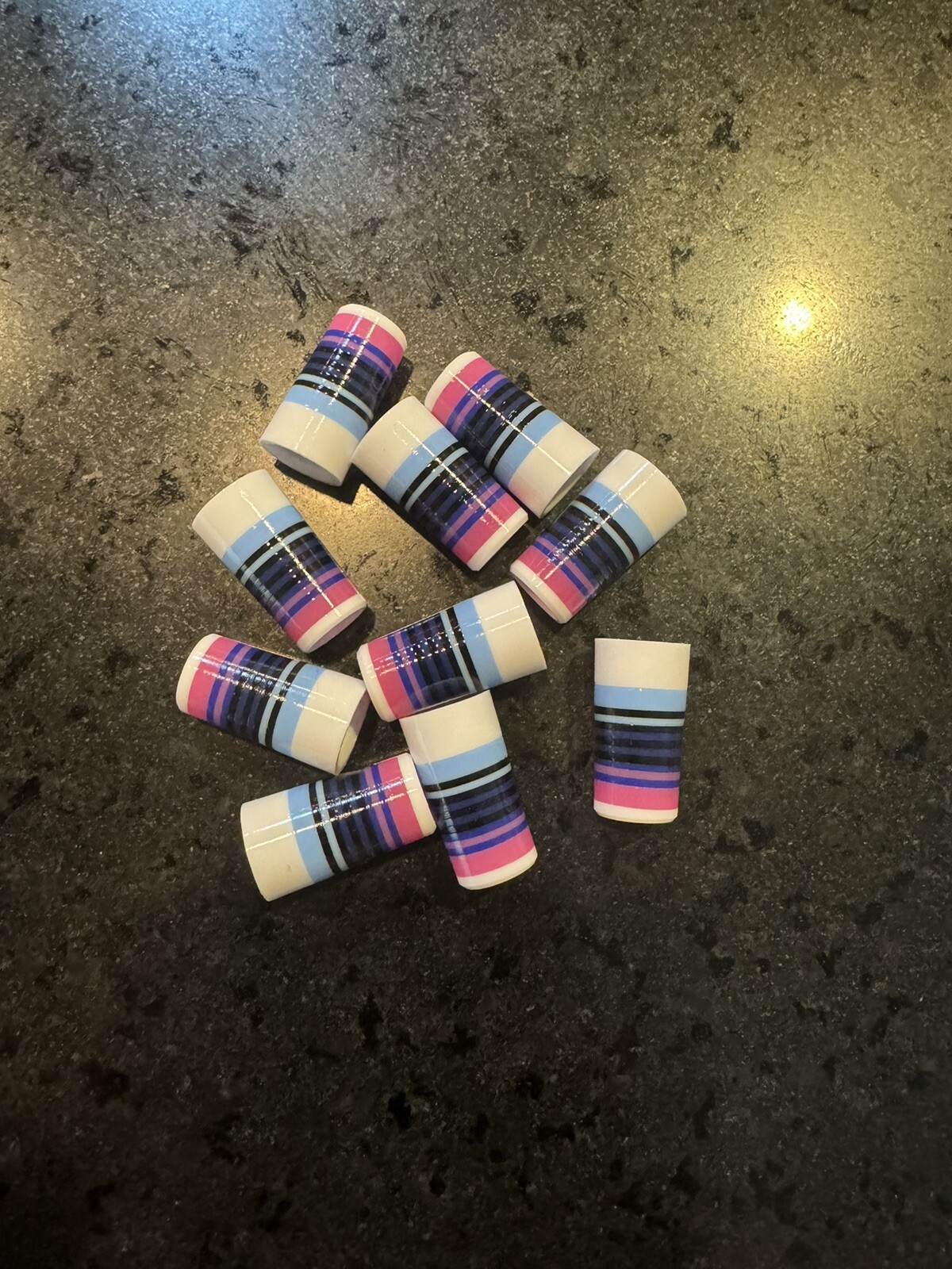 10-CUSTOM GOLF FERRULES Blk/pink/blue/purple/blk 1” TAPER TIP .355