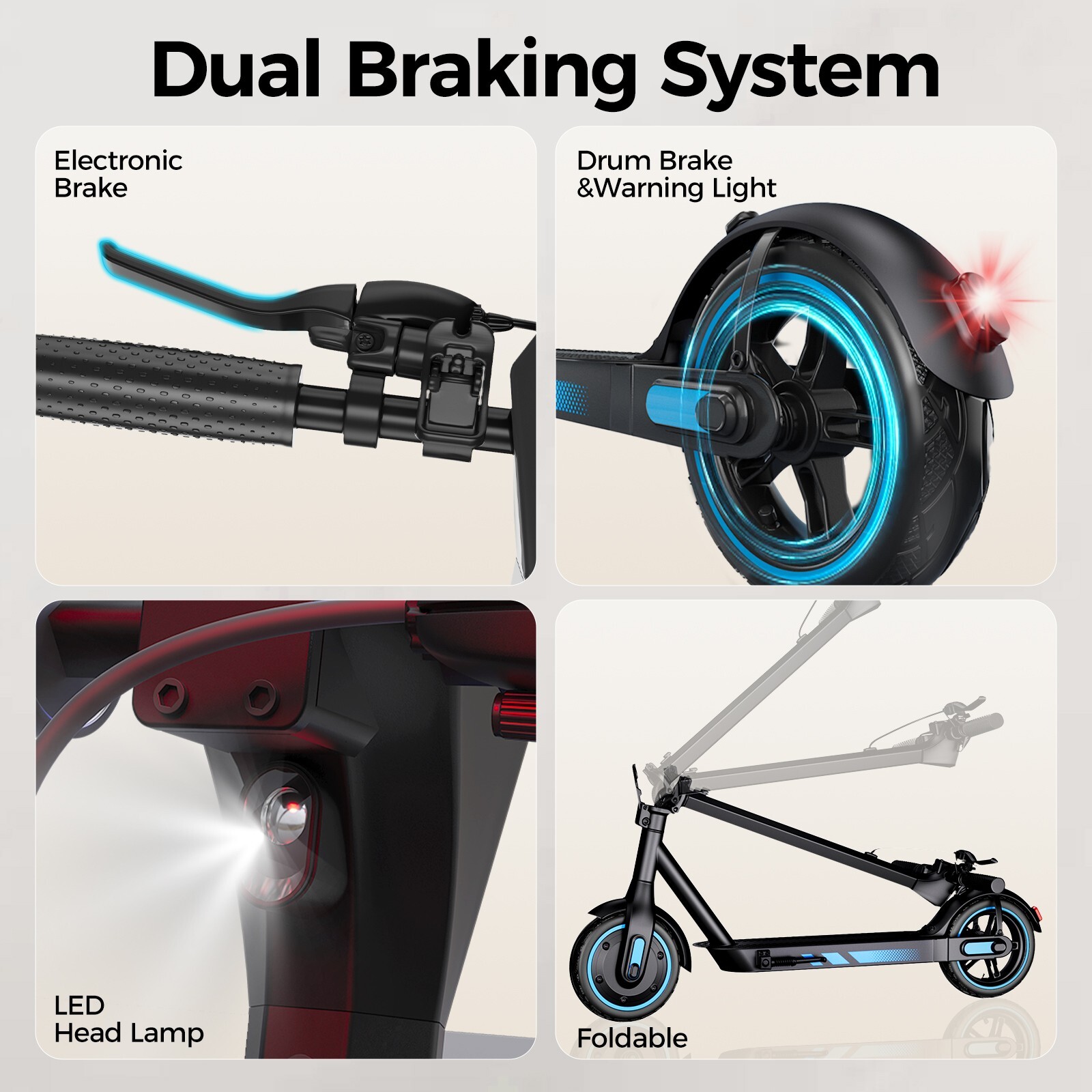 V10 Electric Scooter 500W 10''Air Tire 25MPH 22Mile Long Range Foldable 10.5AH