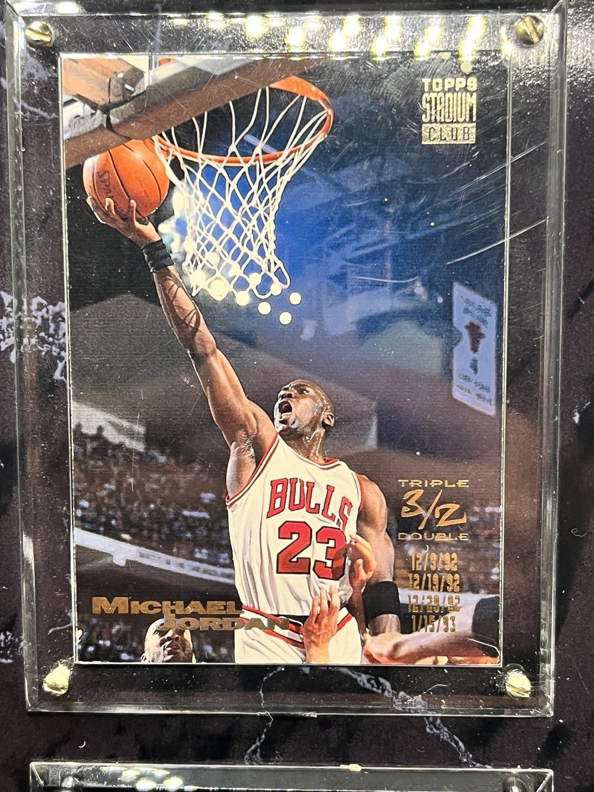 Michael Jordan Chicago Bulls 1993 - 3 Card Plaque-3 Time NBA MVP- 9.5"x8" As Is