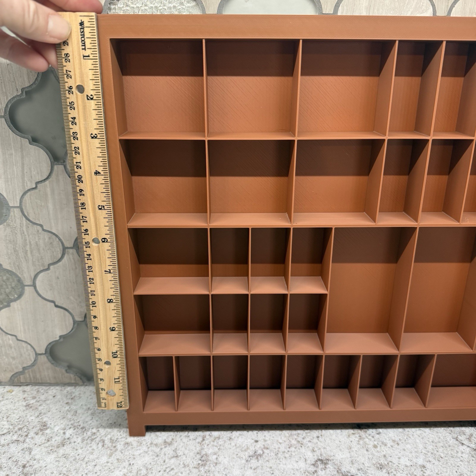 Trinket Shelf Tray Display 1:12 Brown Miniatures Dollhouse Minis 13.5”x13.5”