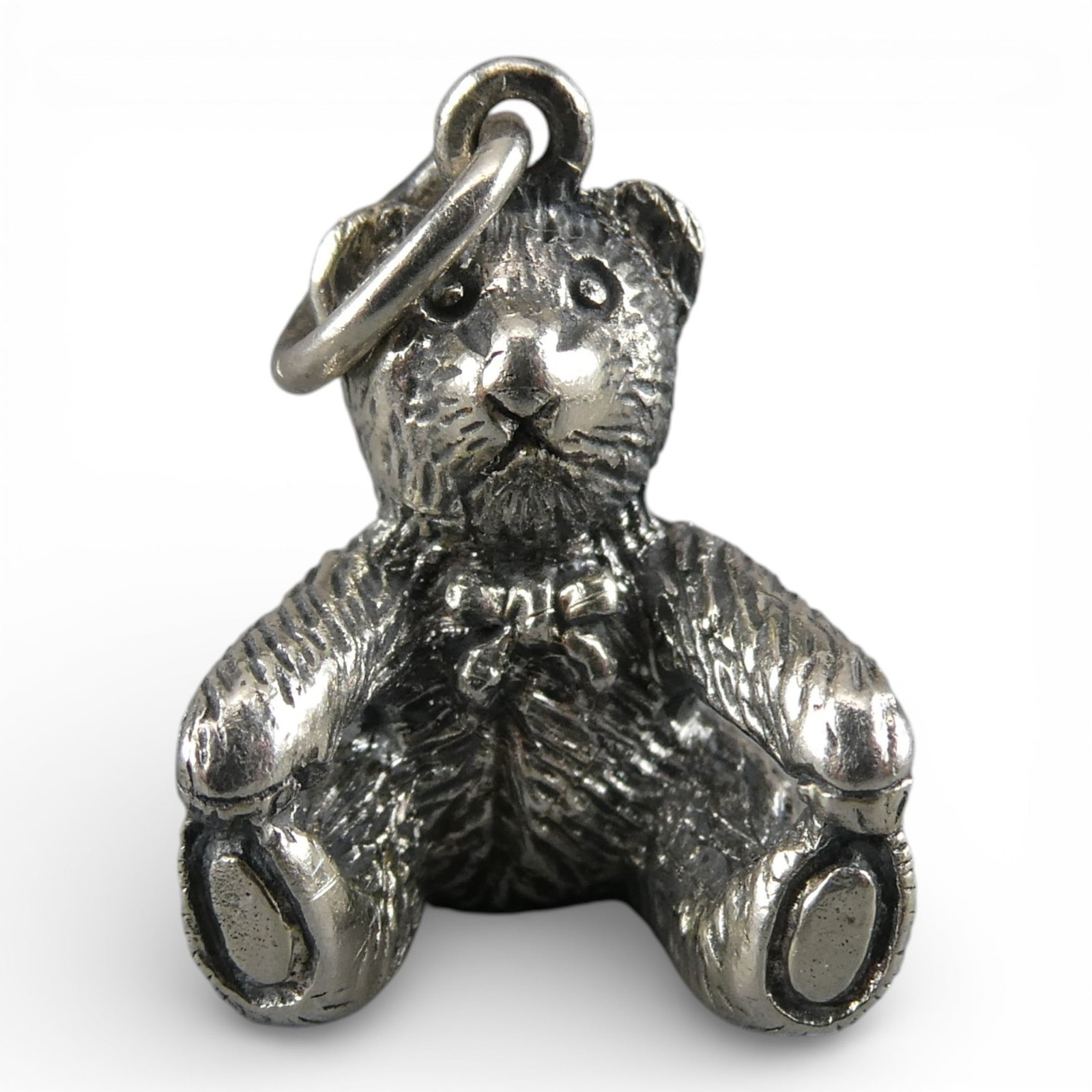 Sterling Silver Teddy Bear Charm for Bracelet Arms Down Vintage Small Pendant