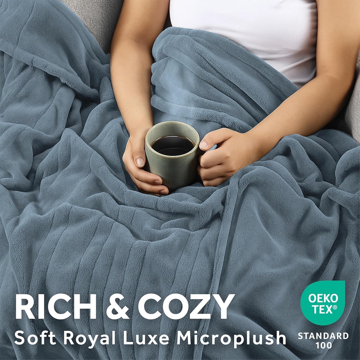 Sunbeam Royal Luxe Microplush Electric Heated Blanket Blue Full Size 84' x 72"