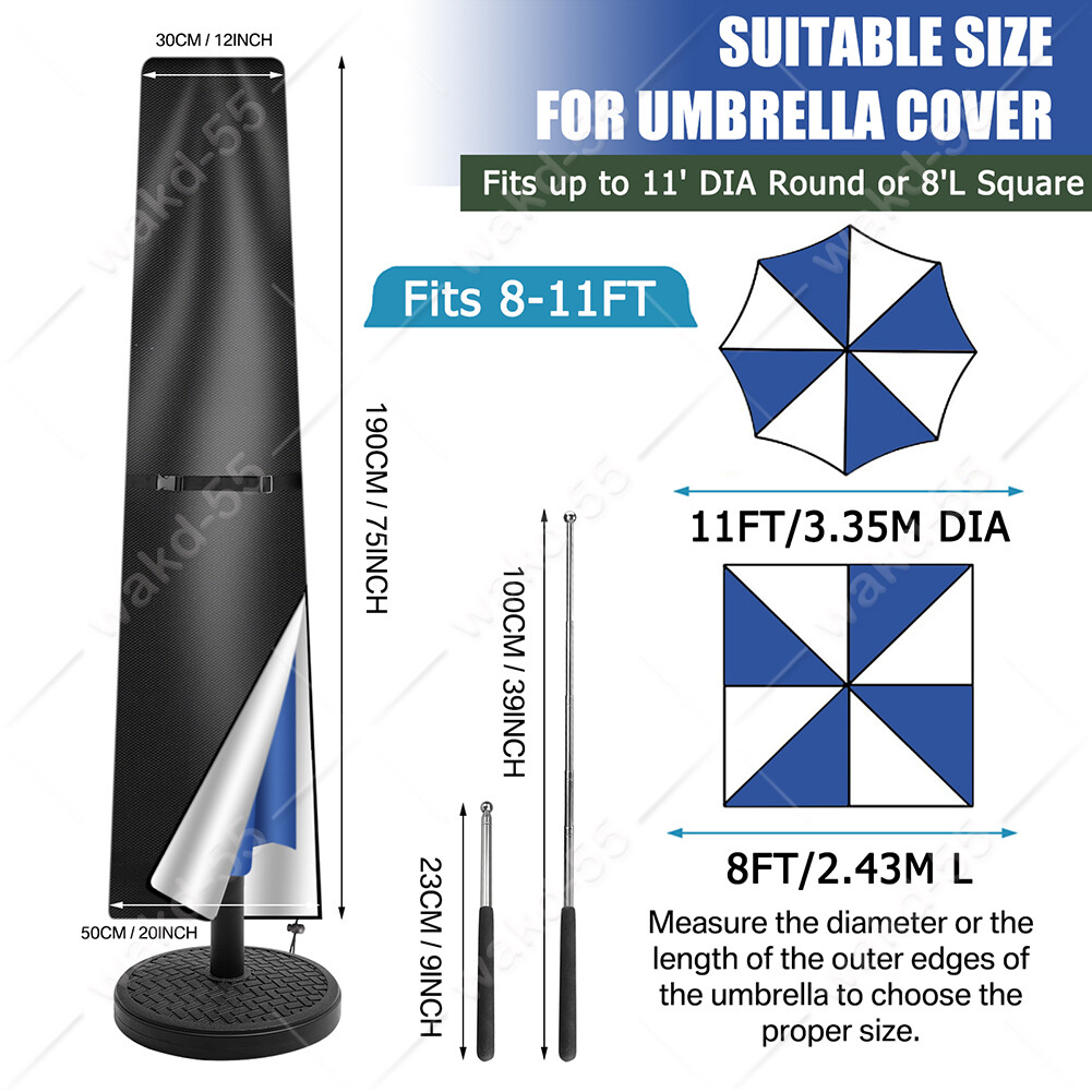 Patio Outdoor Umbrella Protective Canopy Parasol Cover fit 6' 8' 9' 11'FT Market